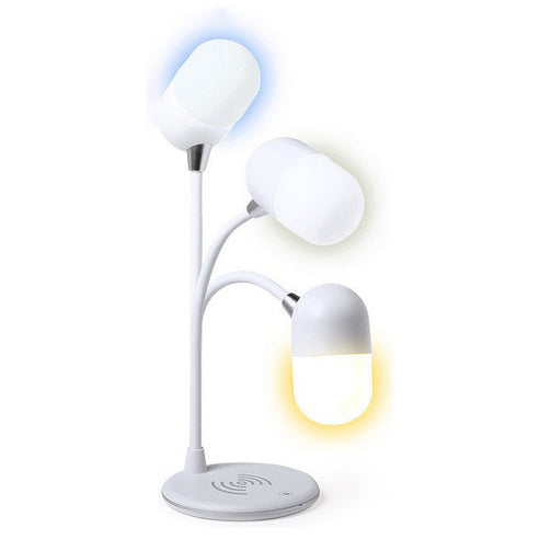LED Lamp with Bluetooth Speaker and Wireless Charger White 146268 BigBuy Tech