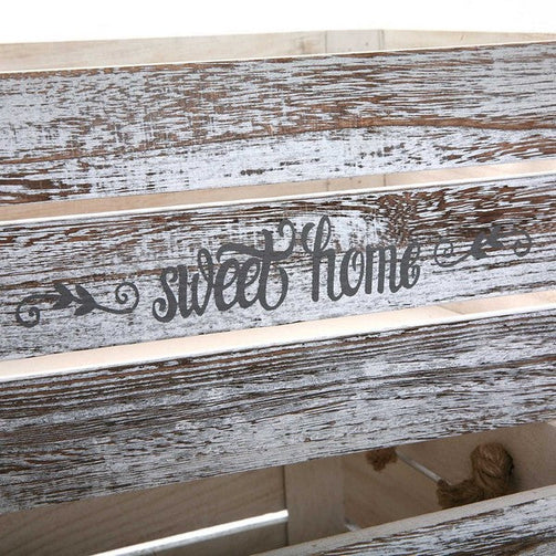 Set of decorative boxes Sweet Home Wood Rope (25 x 15 x 35 cm) BigBuy Home
