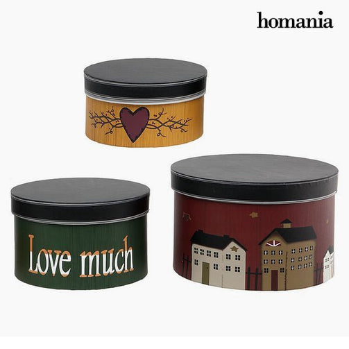 Decorative box Homania 2687 (3 pcs) Circular BigBuy Home