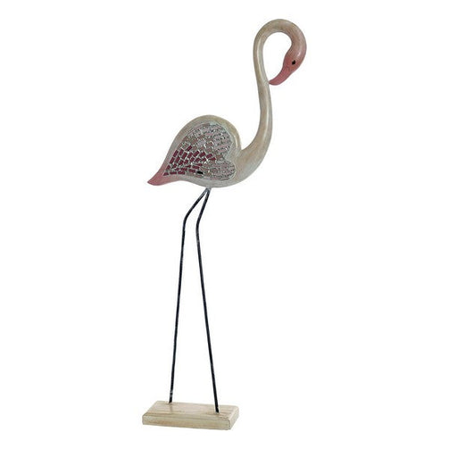 Decorative Figure Dekodonia Bamboo Crystal Iron Mirror Flamenco (38 x 13 x 95 cm) Dekodonia