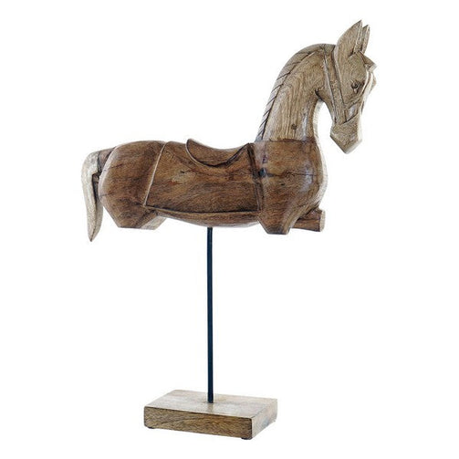 Decorative Figure Dekodonia Horse Mango wood Natural (42 x 12 x 54 cm) Dekodonia