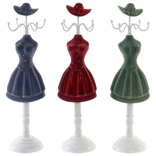 Jewellery Stand Dekodonia Polyester Resin Flocked (10 x 9 x 33 cm) (3 pcs) Dekodonia