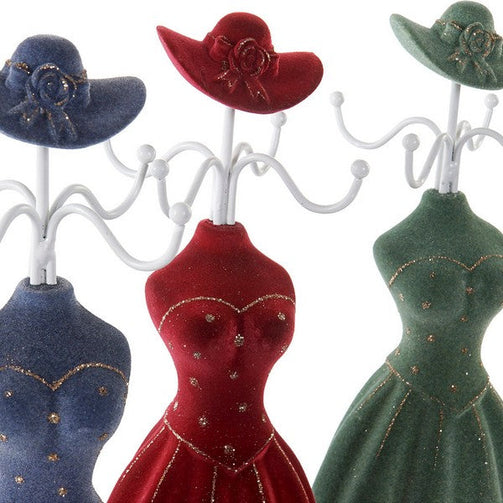 Jewellery Stand Dekodonia Polyester Resin Flocked (10 x 9 x 33 cm) (3 pcs) Dekodonia