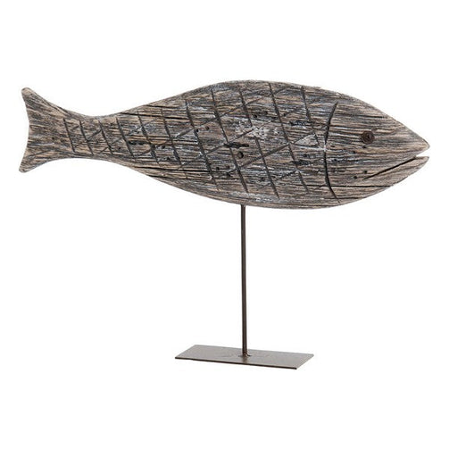 Decorative Figure Dekodonia Metal Paolownia wood Fish (40 x 5 x 27 cm) Dekodonia