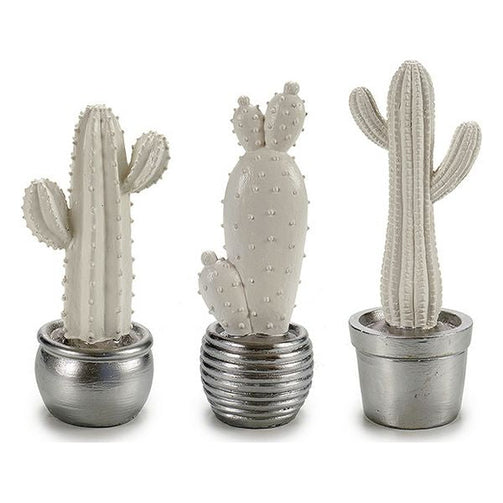 Garden statues White Resin Silver Cactus Gift Decor