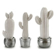 Garden statues White Resin Silver Cactus 3 Gift Decor