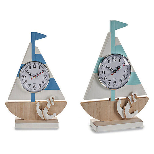 Table clock Wood (8 x 32 x 22 cm) Gift Decor