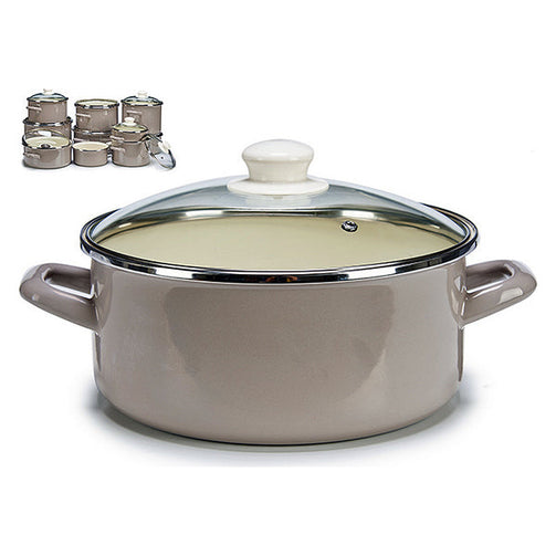 Pot with Glass Lid Grey Enamelled Steel 33,6 x 17 x 25,8 cm (Ø 24 cm) BigBuy Home