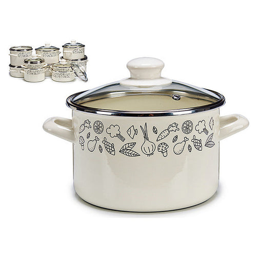 Casserole with Lid Enamelled Steel (0,008 L) (26,2 x 17,2 x 19,8 cm) BigBuy Home