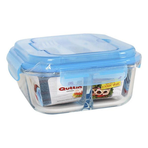 Lunchbox with Cutlery Comparment Quttin Glass (1100 Cc) Quttin