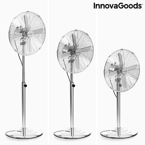 Freestanding Fan Chrome Retro InnovaGoods Ø 40 cm 55W InnovaGoods