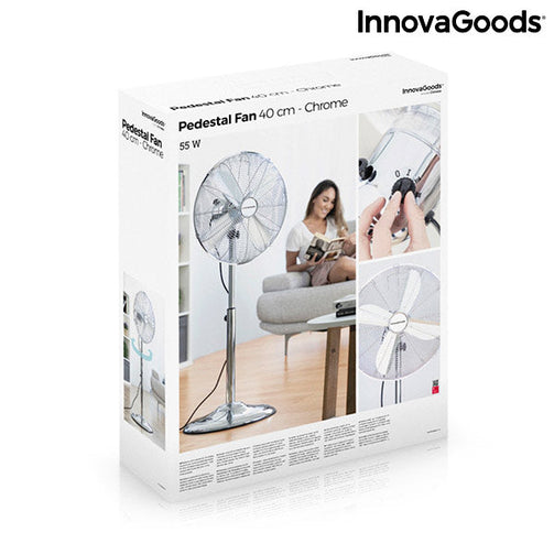 Freestanding Fan Chrome Retro InnovaGoods Ø 40 cm 55W InnovaGoods