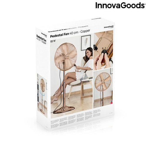 Freestanding Fan Copper Retro InnovaGoods Ø 40 cm 55W InnovaGoods