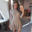 Women Long Sleeve Sweater Dress Women's Irregular Hem Casual Autumn Winter Dress Women O-neck A Line Short Mini Knitted Dresses Seewest