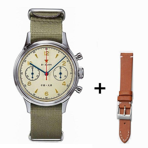 Fashion 38mm Men Chronograph Watches Sapphire Mechanical Hand Wind 1901 Movement Military Pilot Mens Chronograph Watch 1963 Seewest