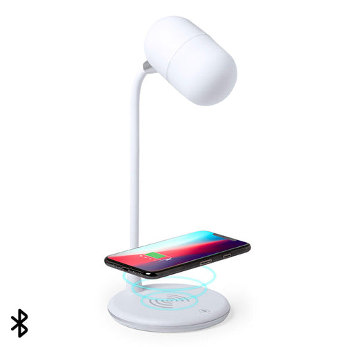 LED Lamp with Bluetooth Speaker and Wireless Charger White 146268 BigBuy Tech