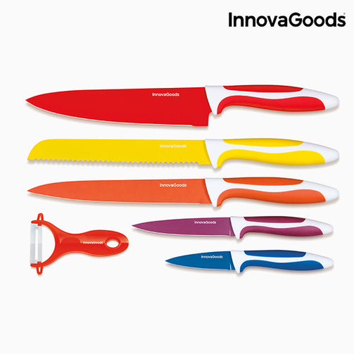 InnovaGoods Set of Ceramic Coated Knives with Peeler (6 pieces) InnovaGoods