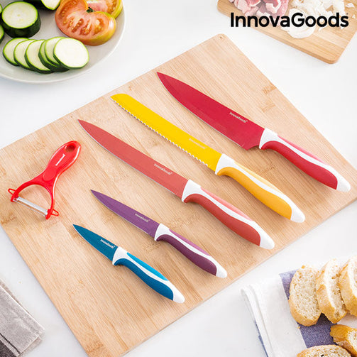 InnovaGoods Set of Ceramic Coated Knives with Peeler (6 pieces) InnovaGoods