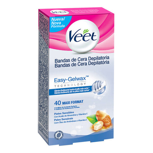 Veet Sensitive Skin Easy Gelwax Hair Removing Wax Strips (Pack of 40) Veet